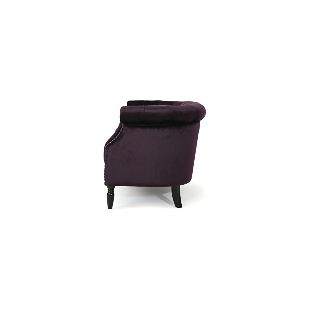 Merax Velvet Chesterfield Loveseat, 2-Seater Tufted Sofa, Black Berry