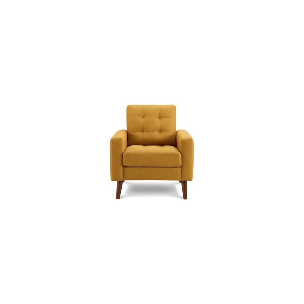 Monarch Specialties AM 8J11L68 Chair, 31" Wide, Upholstered, Accent Chair, Orange Fabric, Mid Century