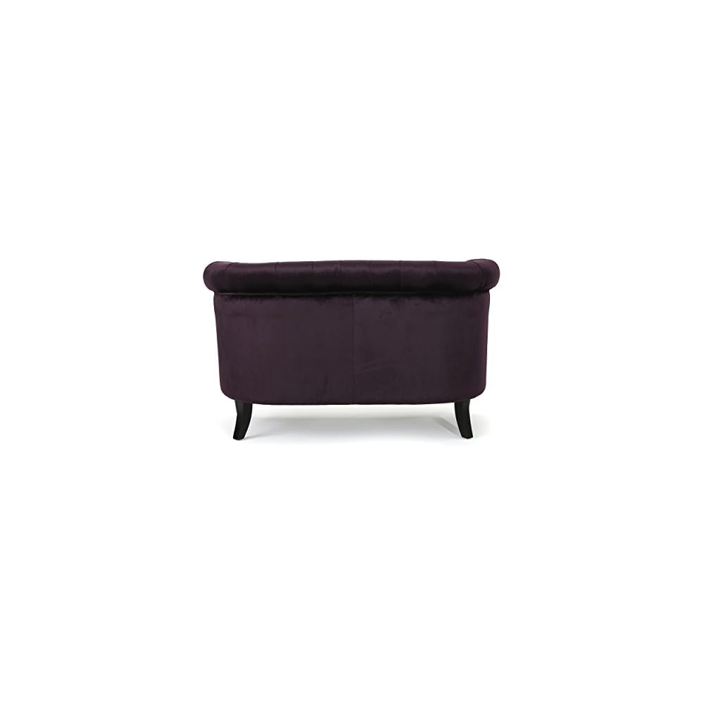 Merax Velvet Chesterfield Loveseat, 2-Seater Tufted Sofa, Black Berry