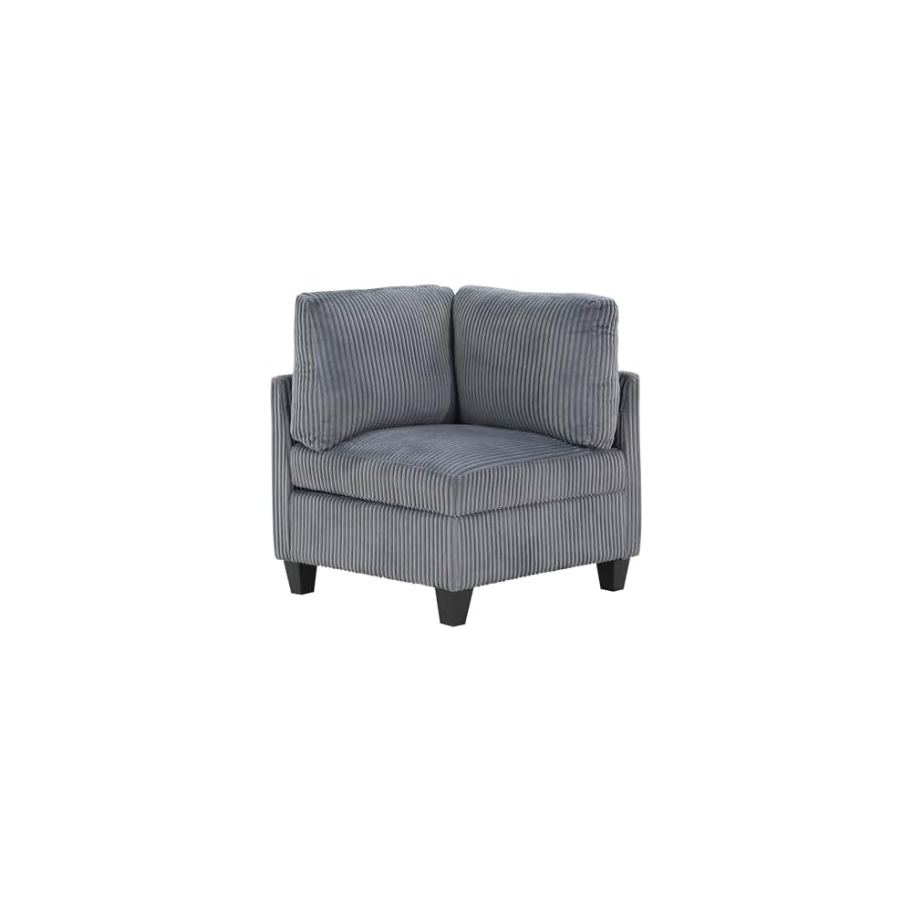 Lexicon Modular Sectional Sofa for Living Room, Corduroy Corner Seat with Storage, Units of Modular Sectional Couch, Upholstered Chair for Customizable Sectional Sofa Couch, Grey