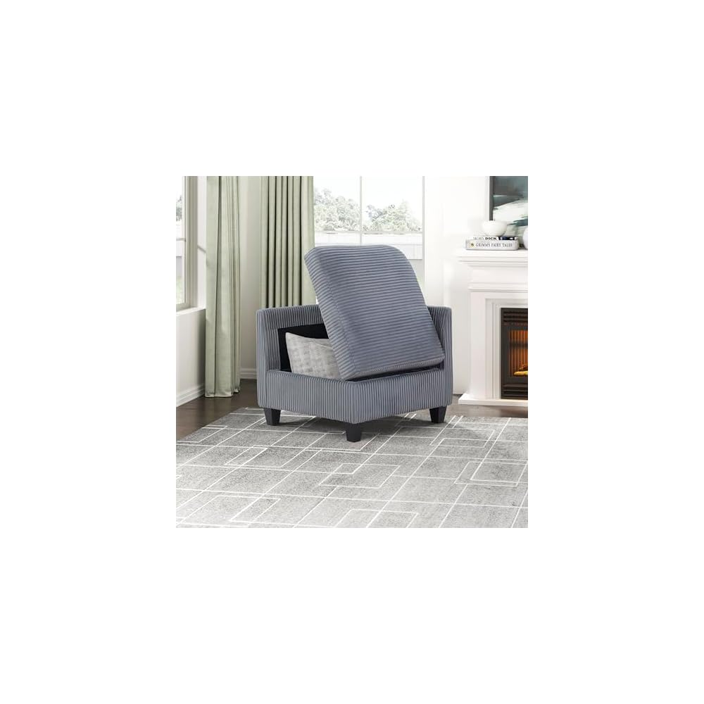 Lexicon Modular Sectional Sofa for Living Room, Corduroy Corner Seat with Storage, Units of Modular Sectional Couch, Upholstered Chair for Customizable Sectional Sofa Couch, Grey