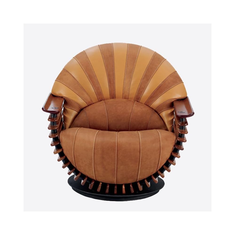 Modern Barrel Accent Chair with Wood Frame & Upholstered Fabric, Nordic Style Lounge Chair with Sculptural Arms for Living Room, Hotel Lobby & Apartment Seating (Brown)
