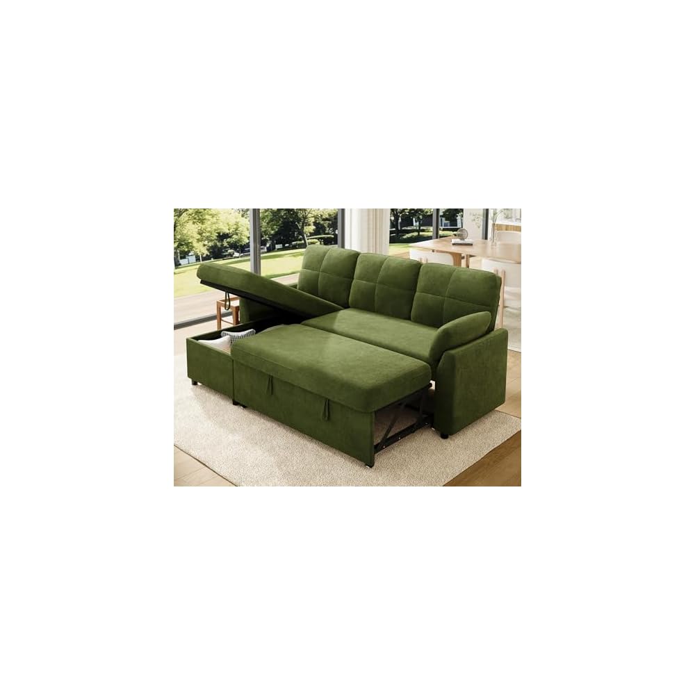 Jocisland Sleeper Sofa with Storage, Sofa Bed with Pull Out Couch, Green