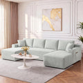134" Modular Sectional Sofa with Movable Chaises, Boneless Couches with Cup Holders for Living Room,Oversized U Shaped Sectional Couch, Modern Cloud Corner Sofa with Storage, 6 Seater- Gray