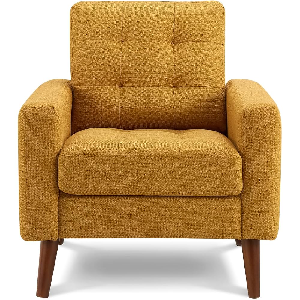 Monarch Specialties AM 8J11L68 Chair, 31" Wide, Upholstered, Accent Chair, Orange Fabric, Mid Century